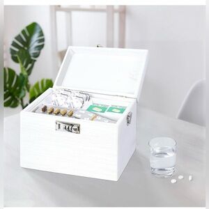 Wooden Medicine Lock Box Brand New